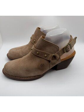 Born Pinto Slingback Mules Women Size 10M Taupe Leather Comfort Rodeo Shoes